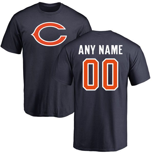 Men Chicago Bears NFL Pro Line Navy Any Name and Number Logo Custom T-Shirt